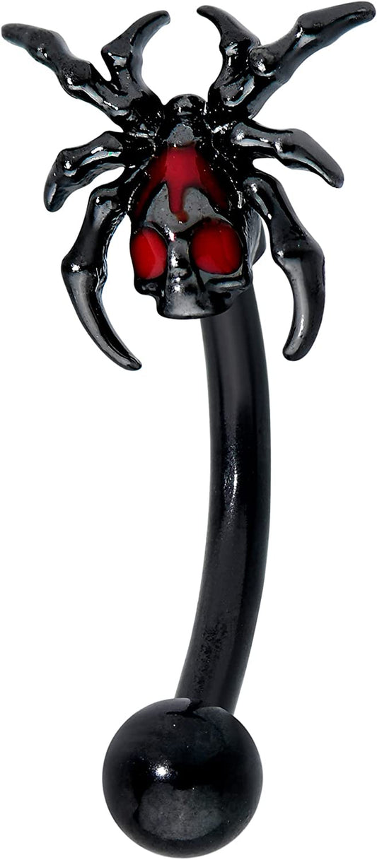 Body Candy 16G Black PVD Steel Eyebrow Jewelry Cartilage Tragus Daith Skeleton Spider Eyebrow Ring 5/16” Apparel & Accessories > Jewelry > Rings Body Candy   