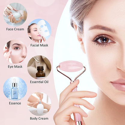 Jade Roller for Face Rose Quartz, Qhou Jade Roller Gua Sha Set Facial Roller Massager for Eyes, Neck, Body – anti Aging Beauty Skin Care Tools Health & Beauty > Personal Care > Cosmetics > Cosmetic Tools > Skin Care Tools Qhou   