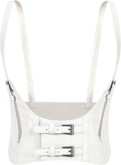 LEACOOLKEY Women Fashion Body Waist Belt Steampunk Underbust Corset Belt for Dress Apparel & Accessories > Clothing Accessories > Belts LEACOOLKEY D-white Under bust girth 26"-31" 