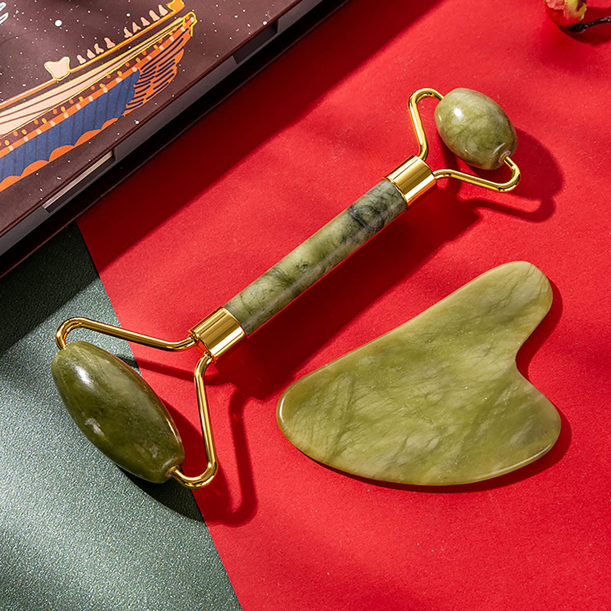 Women'S Beauty Tools Jade Roller Two Piece Set Natural Jade for Face - Reduce Wrinkles and Age Puffy Eyes, Firms Skin Health & Beauty > Personal Care > Cosmetics > Cosmetic Tools > Skin Care Tools TIGERSTAR   
