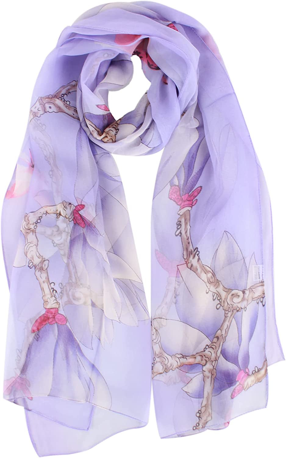 Van Caro Scarfs for Women Lightweight Floral Scarf Soft Long Fashion Scarves Sun-Proof Wrap Shawl Apparel & Accessories > Clothing Accessories > Scarves & Shawls Lobagve 6624 Purple Magnolia  