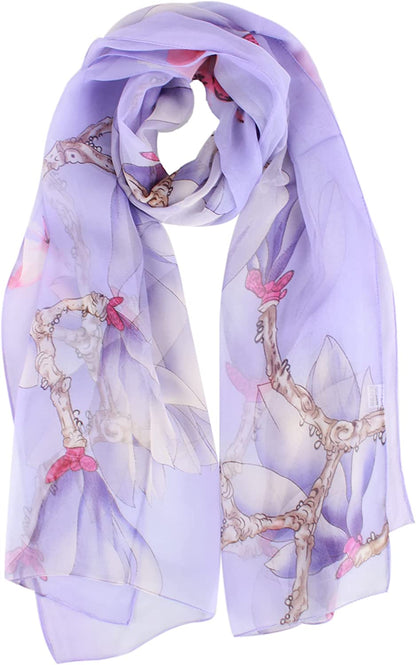 Van Caro Scarfs for Women Lightweight Floral Scarf Soft Long Fashion Scarves Sun-Proof Wrap Shawl Apparel & Accessories > Clothing Accessories > Scarves & Shawls Lobagve 6624 Purple Magnolia  