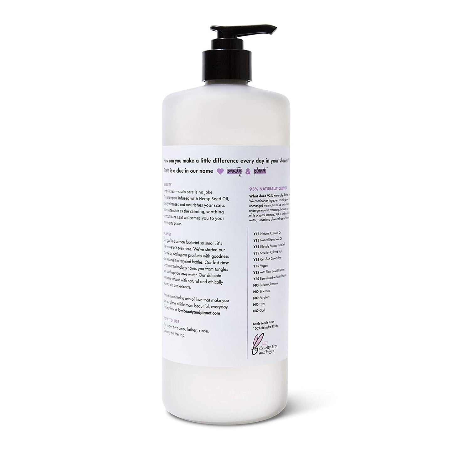 Love Beauty and Planet Soothe and Nourish Sulfate-Free Shampoo Dry Hair and Nourished Hair Care Hemp Seed Oil & Nana Leaf Paraben-Free, Silicone-Free and Vegan 32.3 Oz Health & Beauty > Personal Care > Hair Care Love Beauty And Planet   