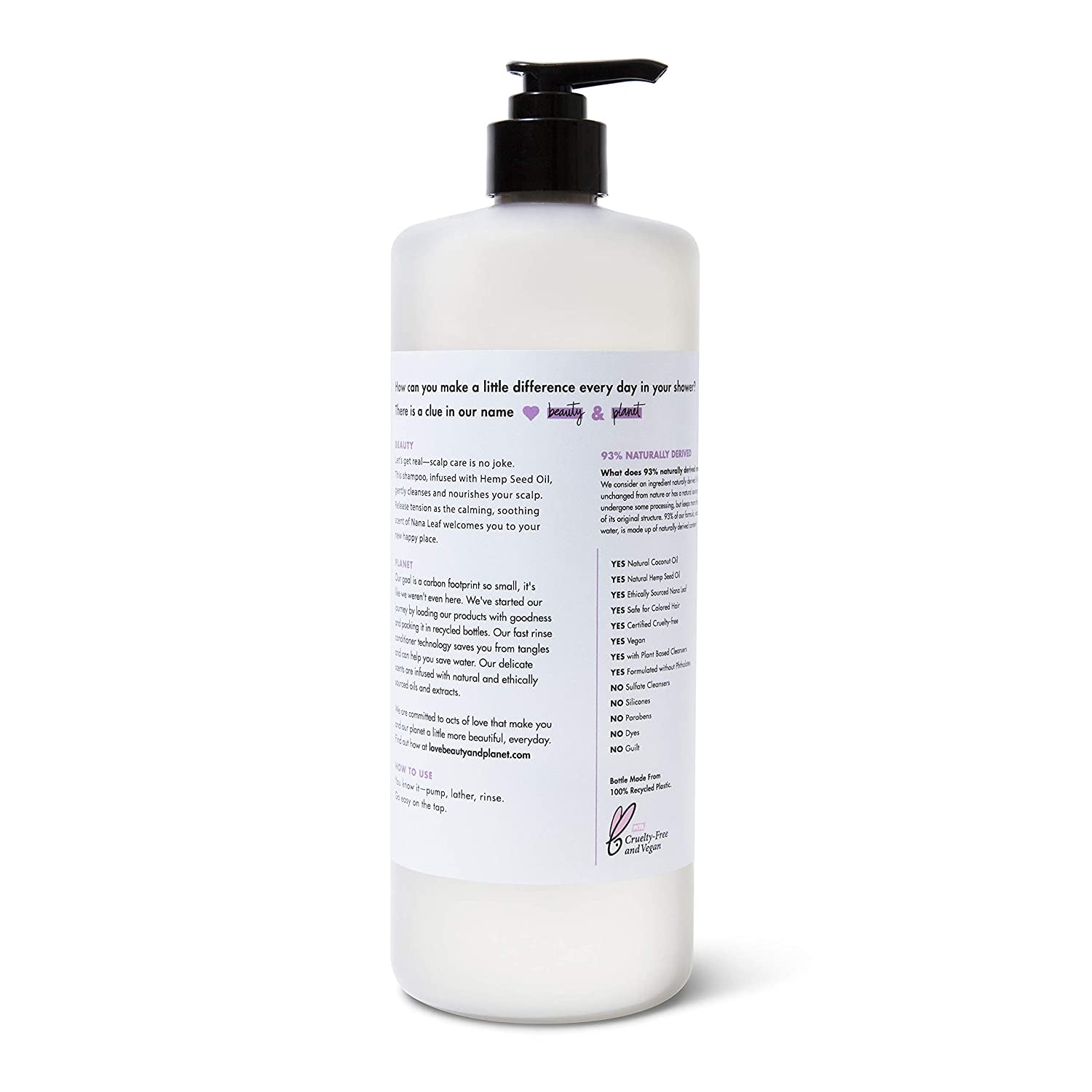 Love Beauty and Planet Soothe and Nourish Sulfate-Free Shampoo Dry Hair and Nourished Hair Care Hemp Seed Oil & Nana Leaf Paraben-Free, Silicone-Free and Vegan 32.3 Oz Health & Beauty > Personal Care > Hair Care Love Beauty And Planet   