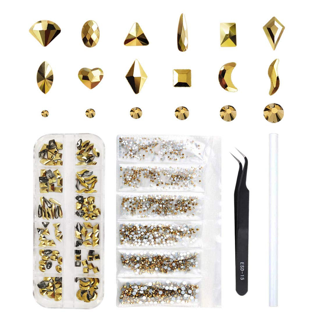 Micro AB Rhinestones with Glue and Tool, 1 Bottle of Ultra Mini 1.2Mm Caviar Beads Rhinestones for 3D Nail Art with 8Ml Glue and Tool Included Health & Beauty > Personal Care > Cosmetics > Cosmetic Tools > Nail Tools ULGAI Gold 120  
