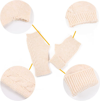Facecozy Wool Blend Fingerless Gloves for Women Arm Warmers Unisex Half Finger Typing Gloves Mittens Apparel & Accessories > Clothing Accessories > Gloves & Mittens Facecozy   