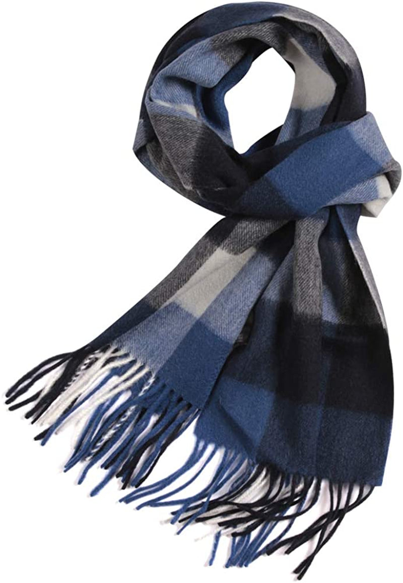 WAMSOFT 100% Pure Wool Scarf, Thick Long Plaid Scarf Winter Tartan Scarves for Men Women… Apparel & Accessories > Clothing Accessories > Scarves & Shawls WAMSOFT Blue&grey Plaid  