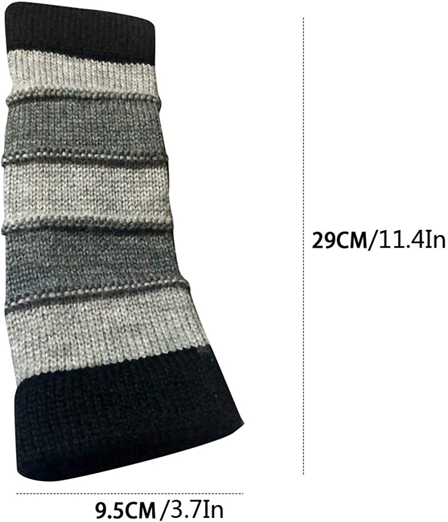 Women Winter Long Fingerless Gloves Striped Knitted Arm Warmer Thumb Hole Gloves Stitching Mittens Gray Apparel & Accessories > Clothing Accessories > Gloves & Mittens BOOA   