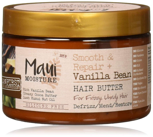 Maui Moisture Smooth & Repair Vanilla Bean Anti-Frizz Hair Butter Treatment, Coconut, 12 Ounce Health & Beauty > Personal Care > Hair Care Maui Moisture   