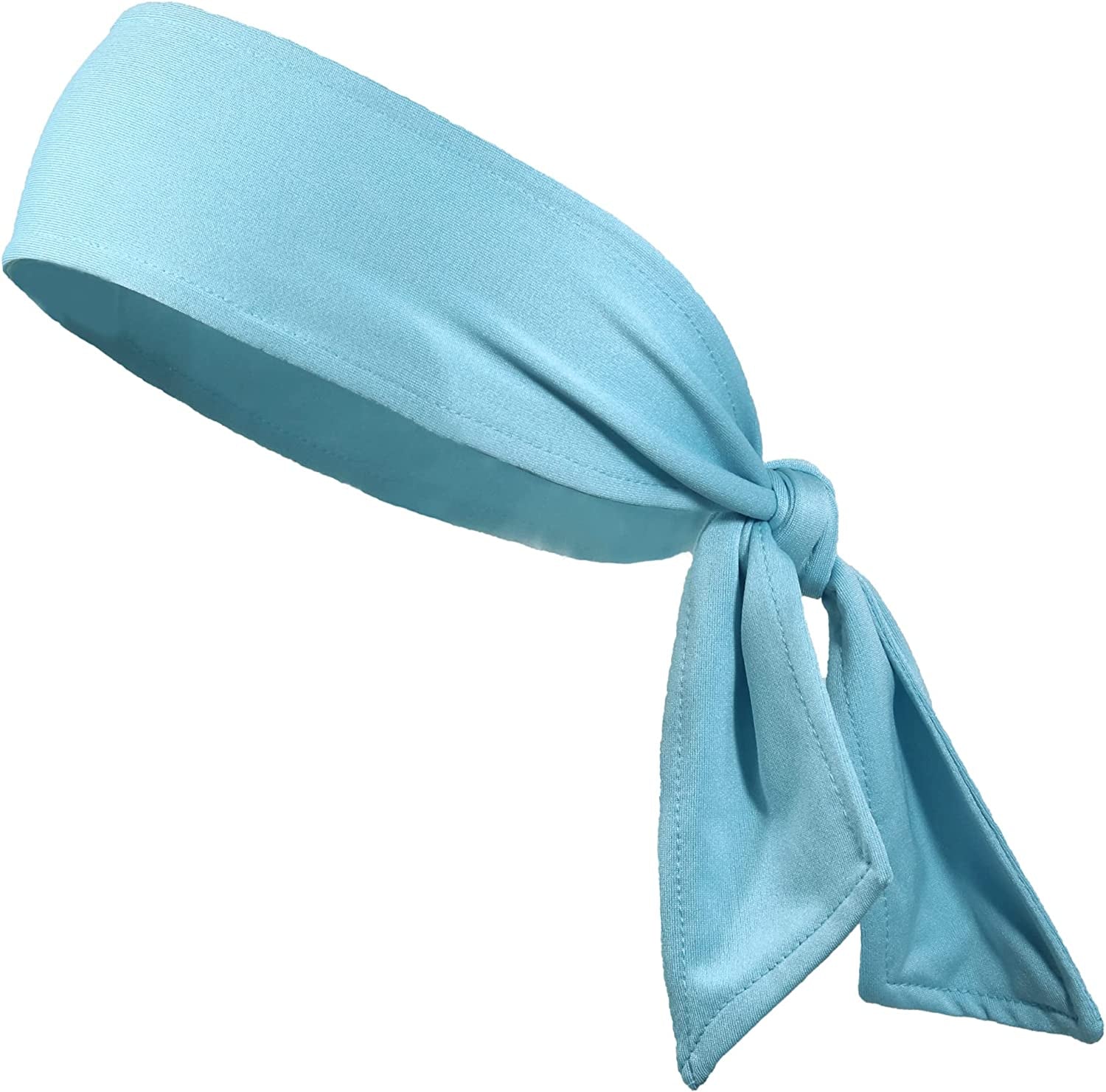 Kenz Laurenz Headbands Tie on Headband for Women Men Running Athletic Hair Head Band Elastic Sports Sweat Basketball Sweatband Stetchy Yoga Workout Sweatbands Adjustable Non-Slip Moisture Wicking Apparel & Accessories > Clothing Accessories > Bandanas & Headties Kenz Laurenz light blue  