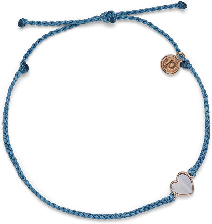 Pura Vida Rose Gold or Silver Heart of Pearl Anklet W/Charm - Adjustable Band Apparel & Accessories > Jewelry > Anklets Pura Vida Rose Gold / Dusty Blue  