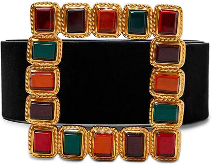 Fashion Designer Belts for Women,Leather Belts for Jeans Dress Pants with Gorgeous Crystal Buckle,Statement Gift for Women Apparel & Accessories > Clothing Accessories > Belts Aidyfeso Multicolor  