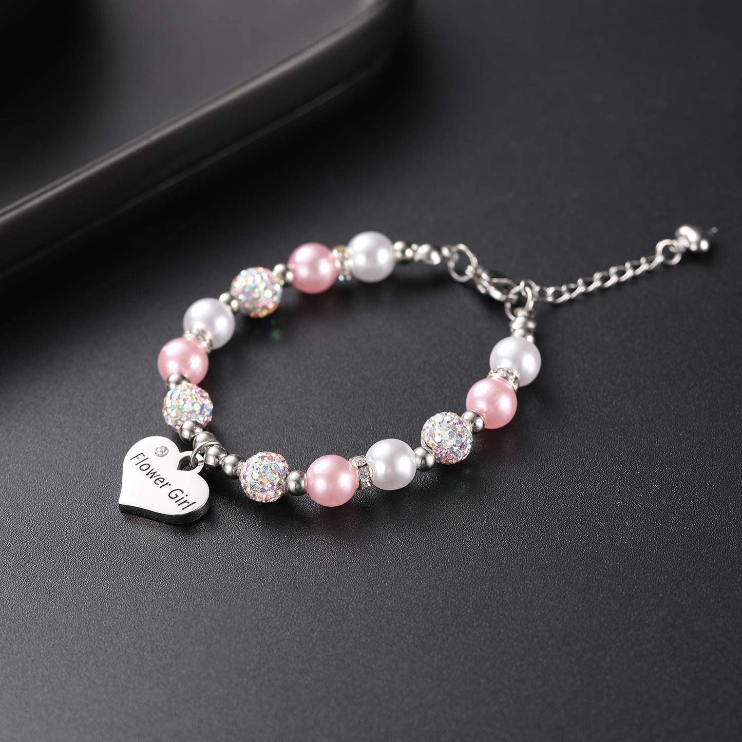 Flower Girls Bracelet Pearl and Rhinestones Balls Flower Girl Gifts Use in Wedding Party Apparel & Accessories > Jewelry > Bracelets Vinjewelry   