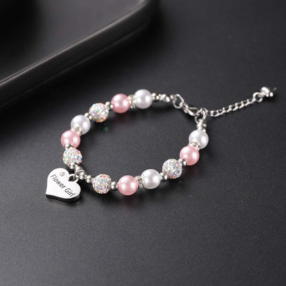 Flower Girls Bracelet Pearl and Rhinestones Balls Flower Girl Gifts Use in Wedding Party Apparel & Accessories > Jewelry > Bracelets Vinjewelry   