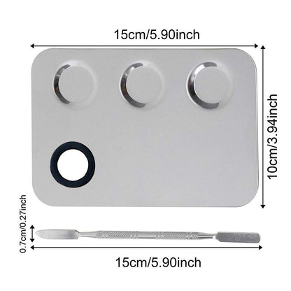 Cosmetic Palette with Mini Ring Palette and Spatula Set Tool 3-Wells Stainless Steel Mixing Makeup Palette Women Cosmetic Palette for Makeup Nail Art Accessories Pack of 3 Health & Beauty > Personal Care > Cosmetics > Cosmetic Tools > Makeup Tools Sumkyle   