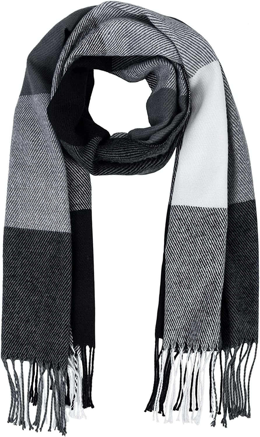 Women'S Long Plaid Blanket Chunky Oversized Winter/Fall Warm Scarf Big Tartan Scarves Wrap Shawl Apparel & Accessories > Clothing Accessories > Scarves & Shawls YSense Wear Grey  
