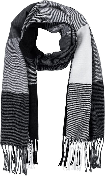 Women'S Long Plaid Blanket Chunky Oversized Winter/Fall Warm Scarf Big Tartan Scarves Wrap Shawl Apparel & Accessories > Clothing Accessories > Scarves & Shawls YSense Wear Grey  