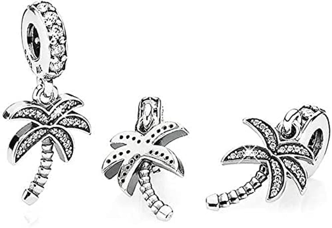 EZ Tuxedo Palm Tree Dangle Charms 925 Sterling Silver Tree Pendant with Cubic Zirconia for Bracelets Apparel & Accessories > Jewelry > Bracelets EZ Tuxedo pandora charms summer   