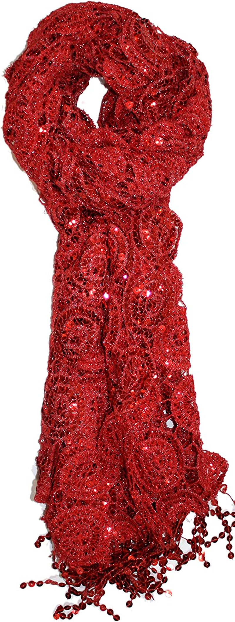 Ted & Jack - Luxe Bedazzled Sequin and Sparkle Scarf Apparel & Accessories > Clothing Accessories > Scarves & Shawls Ted and Jack Red  