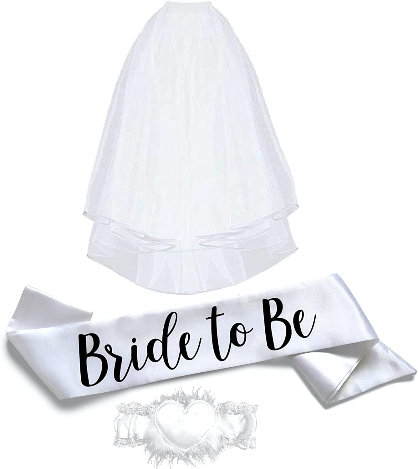 Bride to Be 3Pc Sash Set - Sophisticated & Fun Party Favor for Bachelorette Party, Bridal Shower & Wedding Party (3Pc Set, White & Teal (Font #2)) Apparel & Accessories > Clothing Accessories > Sashes Bachelorette to Bride White & Black (Font #2) 3pc Set 