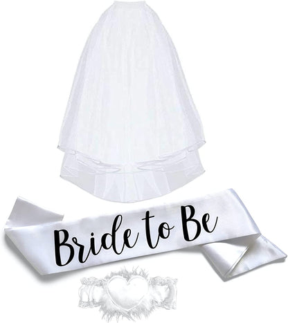 Bride to Be 3Pc Sash Set - Sophisticated & Fun Party Favor for Bachelorette Party, Bridal Shower & Wedding Party (3Pc Set, White & Teal (Font #2)) Apparel & Accessories > Clothing Accessories > Sashes Bachelorette to Bride White & Black (Font #2) 3pc Set 