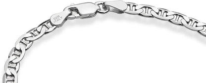 Miabella 925 Sterling Silver Italian 3Mm, 4Mm Solid Diamond-Cut Mariner Link Chain Anklet Ankle Bracelet for Women, Made in Italy Apparel & Accessories > Jewelry > Anklets Miabella   