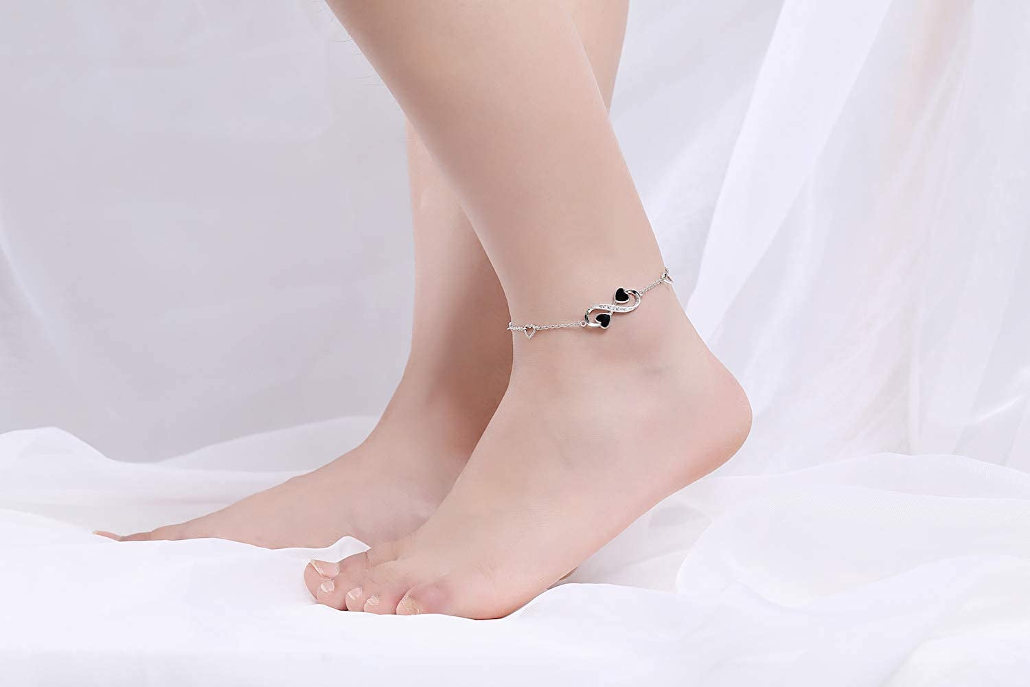 Infinity Ankle Bracelet for Women, 925 Sterling Silver Charm Adjustable Anklet, Large Bracelet Fine Jewelry ♥ Mothers Day Gifts ♥ White Gold / Rose Gold Plated Apparel & Accessories > Jewelry > Anklets PUPILLEMON   