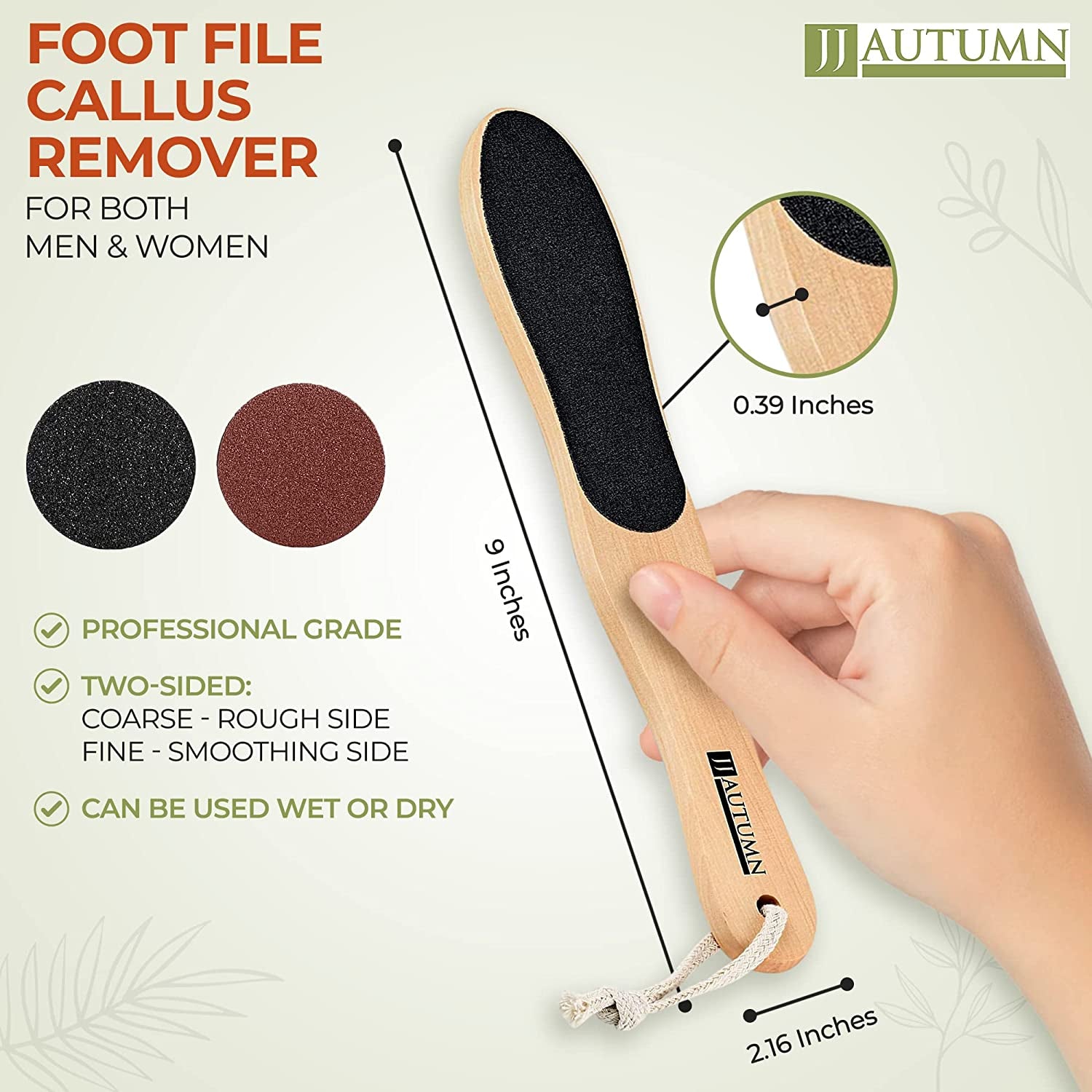 JJ Autumn Professional Pedicure Foot File Callus Remover with Double Sided Foot Scrubber for Dry and Wet Feet | Coarse & Fine Two-Sided Scraper | Foot Scraper for Dead Skin | Spa Quality Foot Filer Feet Rasp | Gentle & Friendly Foot File Health & Beauty > Personal Care > Foot Care JJ Autumn   