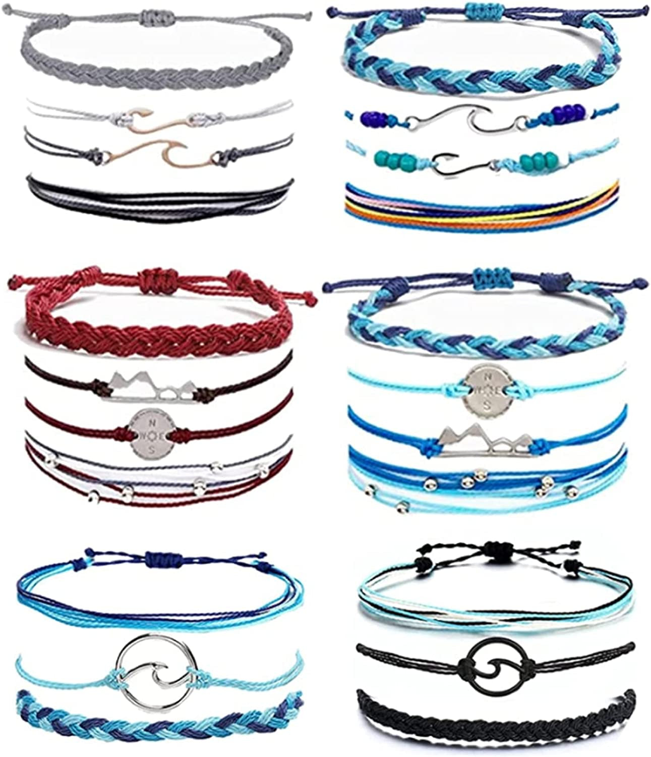 Choice of All String Bracelets for Teen Girls Boho Waterproof Bracelets Ankle Bracelets for Girls Christmas Gifts Wave Surfer Bracelets Summer Beach Anklets Apparel & Accessories > Jewelry > Anklets choice of all 6-sets  