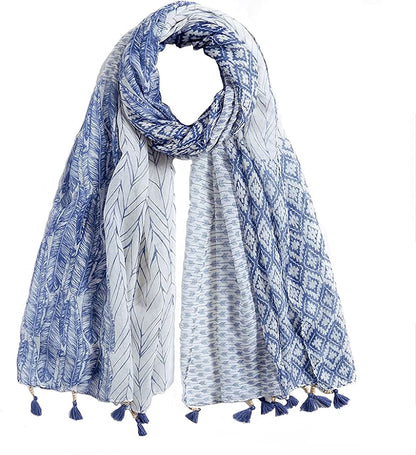 Van Caro Scarfs for Women Lightweight Floral Scarf Soft Long Fashion Scarves Sun-Proof Wrap Shawl Apparel & Accessories > Clothing Accessories > Scarves & Shawls Lobagve 6289 Blue  