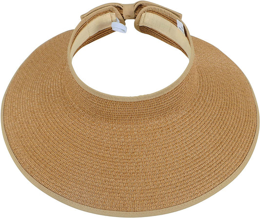 Simplicity Women'S UPF 50+ Wide Brim Roll-Up Straw Sun Hat Sun Visor Apparel & Accessories > Clothing Accessories > Hats Simplicity A Natural  