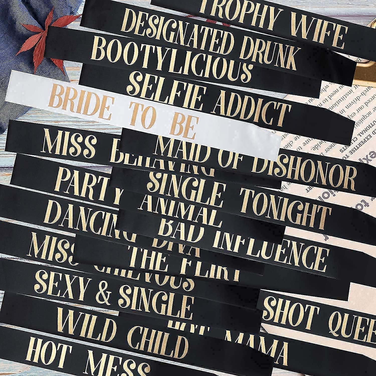 Snsowed 18 Pack Bachelorette Party Sashes, Bride Tribe Funny Bridesmaid Sash Set, Team Bride Sash, Maid of Honor Sash for for Bachelorette Hen Party and Bridal Shower Engagement Wedding Party Apparel & Accessories > Clothing Accessories > Sashes snsowed   