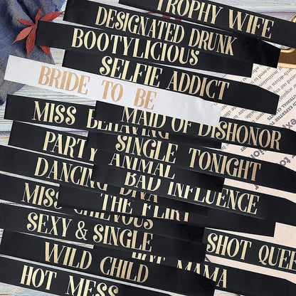 Snsowed 18 Pack Bachelorette Party Sashes, Bride Tribe Funny Bridesmaid Sash Set, Team Bride Sash, Maid of Honor Sash for for Bachelorette Hen Party and Bridal Shower Engagement Wedding Party Apparel & Accessories > Clothing Accessories > Sashes snsowed   