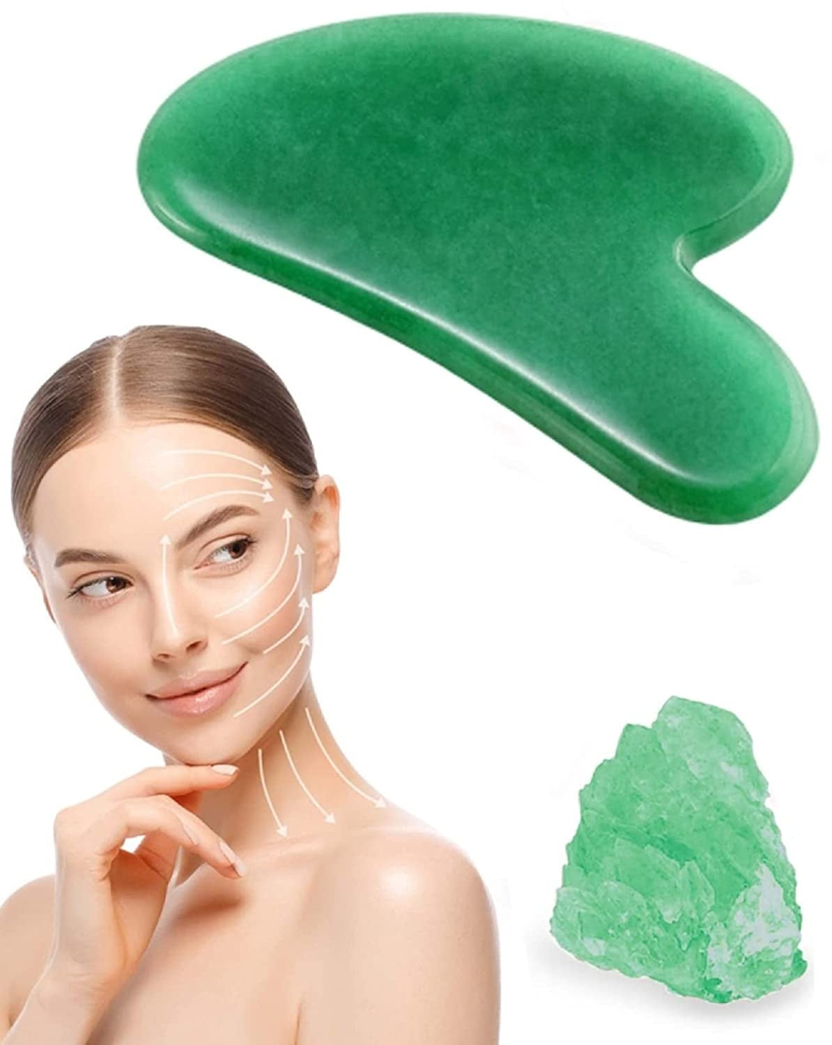 GUASHAPE Gua Sha Facial Tools, Face Stone, Natural Rose Quartz Gua Sha Stone, Guasha Tool for Face Sculpting, Shaping, Reduce Puffiness, Tension Relief, Gua Sha Massage Tool for Face, Eyes and Body Health & Beauty > Personal Care > Cosmetics > Cosmetic Tools > Skin Care Tools GUASHAPE B) Jade Green  