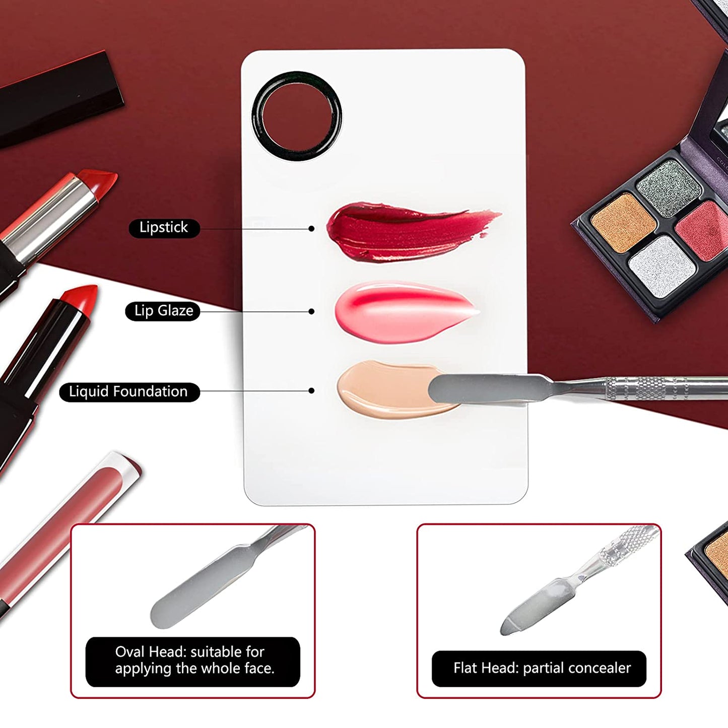 Penugo Upgrade Mixing Makeup Palette, Heart Stainless Steel Cosmetic Palette with Spatula Tool, Nail-Art Mixing Palette for Cosmetic Pigment Blending Health & Beauty > Personal Care > Cosmetics > Cosmetic Tools > Makeup Tools Penugo   