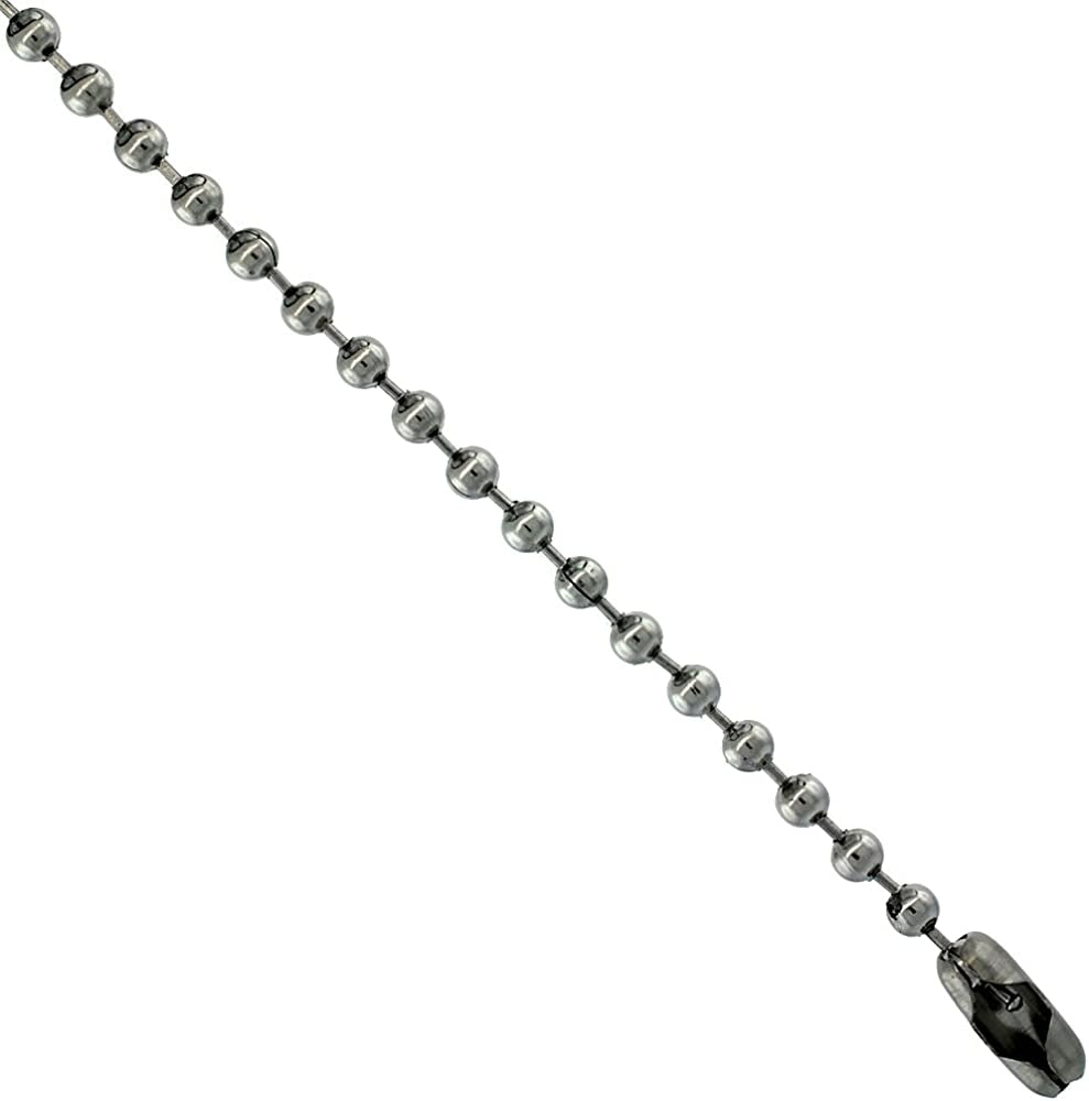 Sabrina Silver Stainless Steel Bead Ball Chain 3 Mm Thick, Necklaces Bracelets & Anklets Apparel & Accessories > Jewelry > Anklets Sabrina Silver 36.0 Inches  