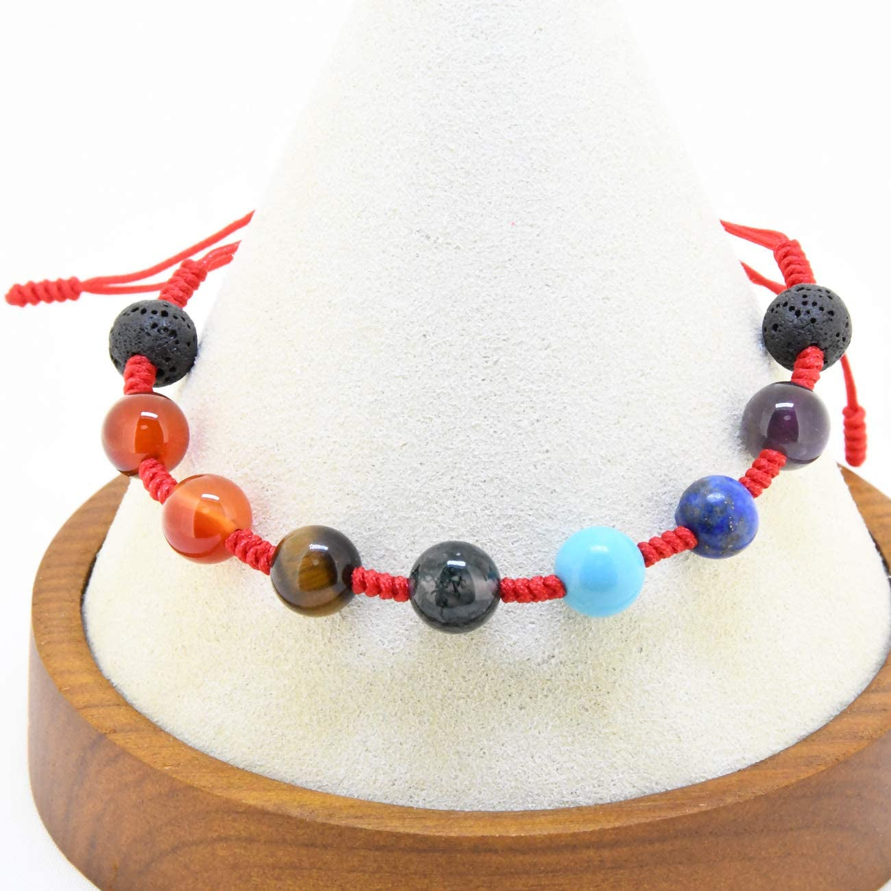 LEIAHIN 7 Chakra Bracelets for Women 8Mm Lava Rock Essential Oil Diffuser Adjustable Natural Stone Healing Anxiety Bracelet Gemstone Beaded Bangle for Men Women Apparel & Accessories > Jewelry > Bracelets LEIAHIN   