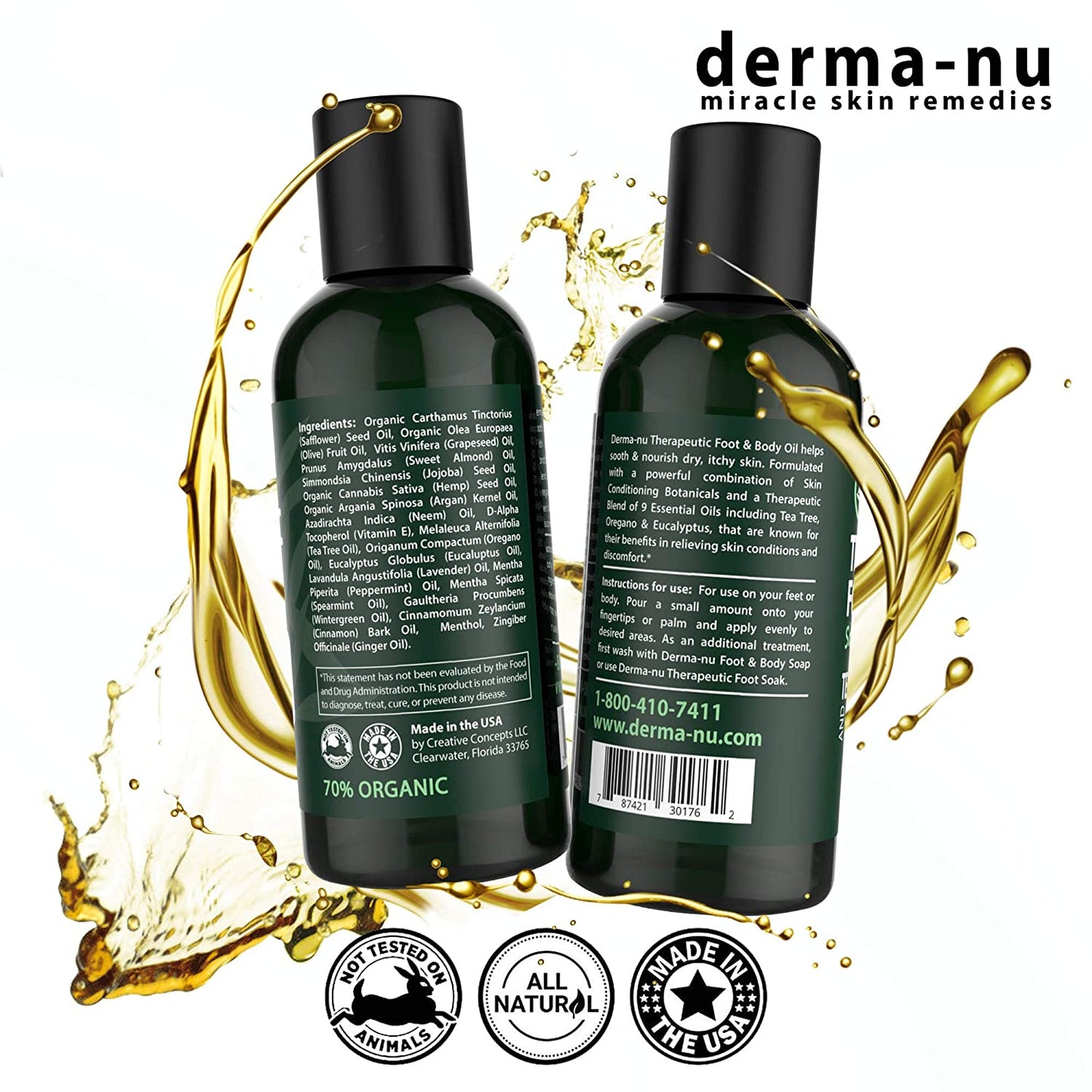Foot and Body Oil with Tea Tree Oil - Hydrating Foot Care and Foot Spa for Cracked Heel Repair - Relieves Dry, Irritated Skin and Foot Odor - Relieves Jock Itch, Nail Fungus and Athletes Foot (4Oz) Health & Beauty > Personal Care > Foot Care Derma-nu Miracle Skin Remedies   
