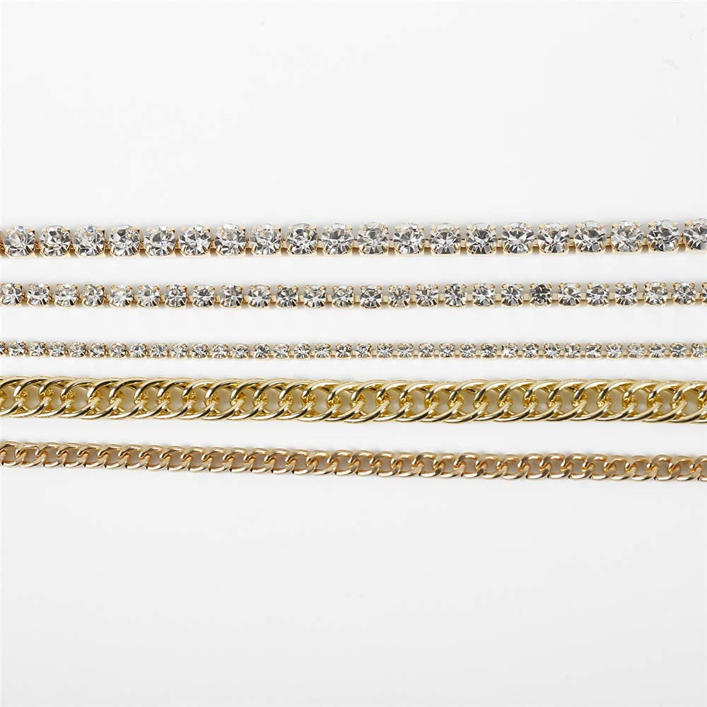 Kelistom Cuban Link Rhinestone Tennis Anklet Set for Women Teen Girls, 18K Gold or White Gold Plated Chain Ankle Bracelets for Women with Extension Apparel & Accessories > Jewelry > Anklets kelistom   