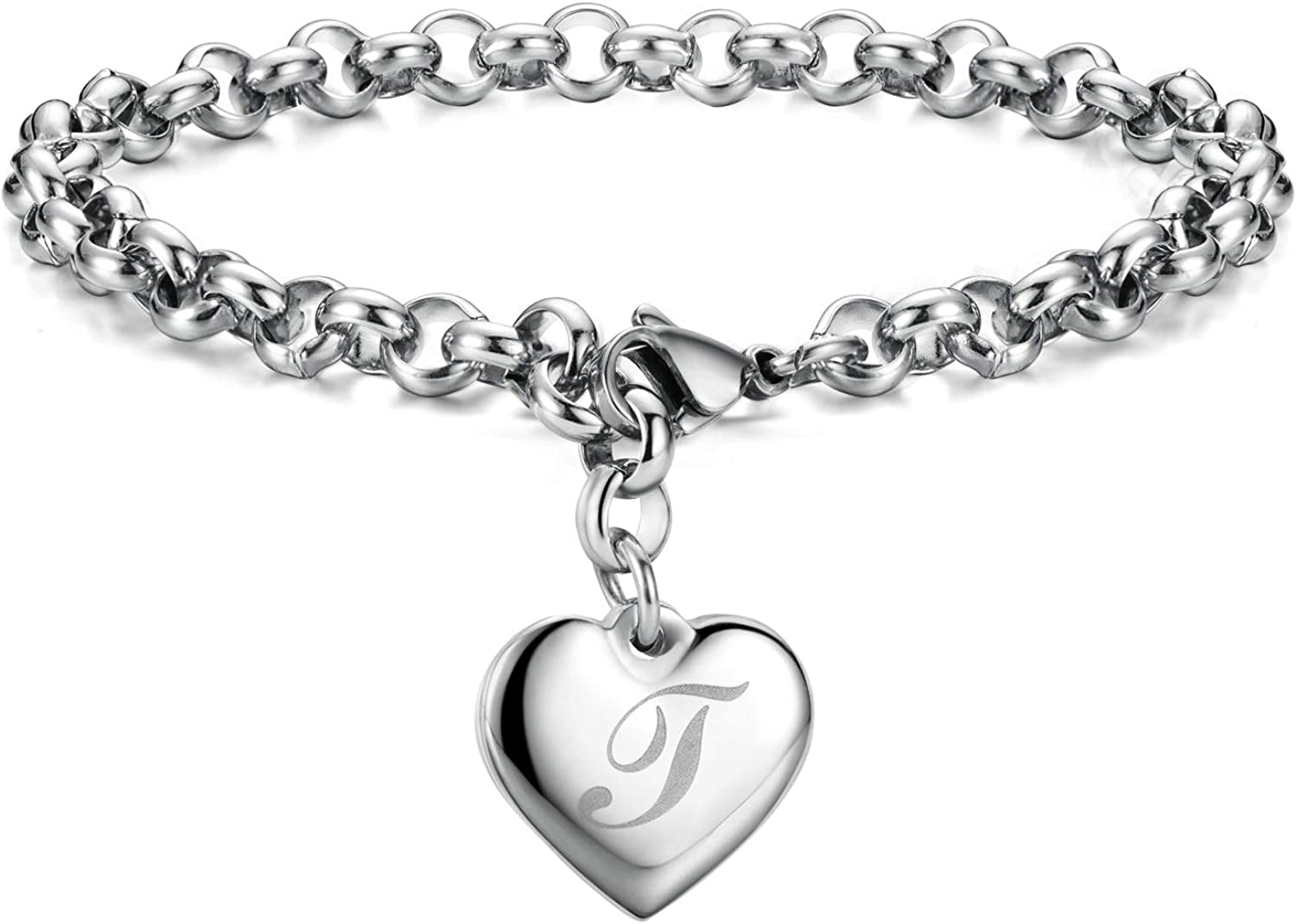 Heart Initial Charm Bracelets for Teen Girls Letters Alphabet Bracelet Jewelry for Girls Gifts for Teenage Girls Apparel & Accessories > Jewelry > Bracelets Monily T  