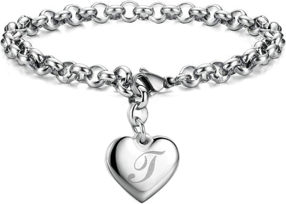 Heart Initial Charm Bracelets for Teen Girls Letters Alphabet Bracelet Jewelry for Girls Gifts for Teenage Girls Apparel & Accessories > Jewelry > Bracelets Monily T  