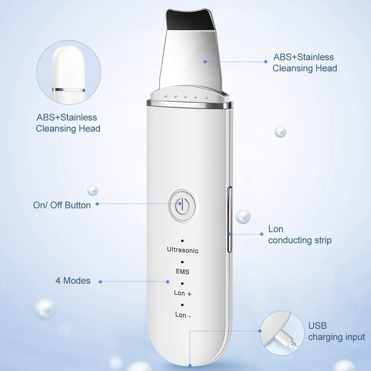 Ruoxu Skin Scrubber Face Spatula, Professional Skin Spatula Blackhead Remover with 4 Modes, Facial Pore Deep Cleansing Skin Care Tool for Women & Men, White Health & Beauty > Personal Care > Cosmetics > Cosmetic Tools > Skin Care Tools Ruoxu   