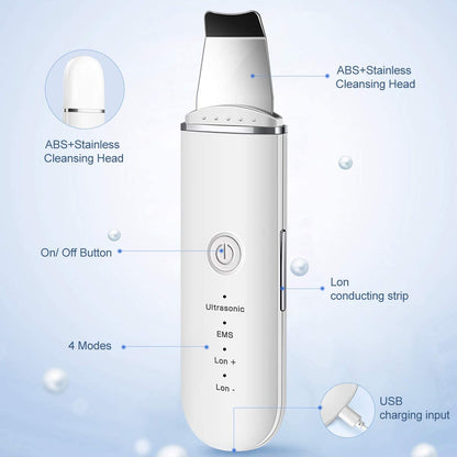 Ruoxu Skin Scrubber Face Spatula, Professional Skin Spatula Blackhead Remover with 4 Modes, Facial Pore Deep Cleansing Skin Care Tool for Women & Men, White Health & Beauty > Personal Care > Cosmetics > Cosmetic Tools > Skin Care Tools Ruoxu   