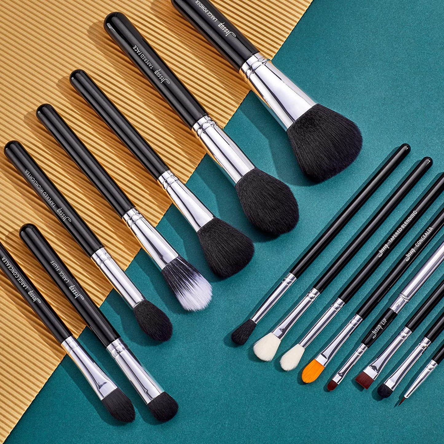 Jessup Pro Makeup Brushes 15 Pcs Makeup Brush Set Beauty Cosmetics Make up Powder Foundation Eyeshadow Eyeliner Blending Lip Brush Tools (Black /Silver) T092 Health & Beauty > Personal Care > Cosmetics > Cosmetic Tools > Makeup Tools Jessup   
