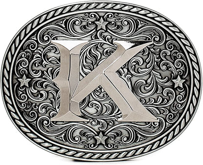 Western Cowboy/Cowgirl Initial Belt Buckle - Large, Letter Buckles for Men and Women Apparel & Accessories > Clothing Accessories > Belt Buckles Itera K  