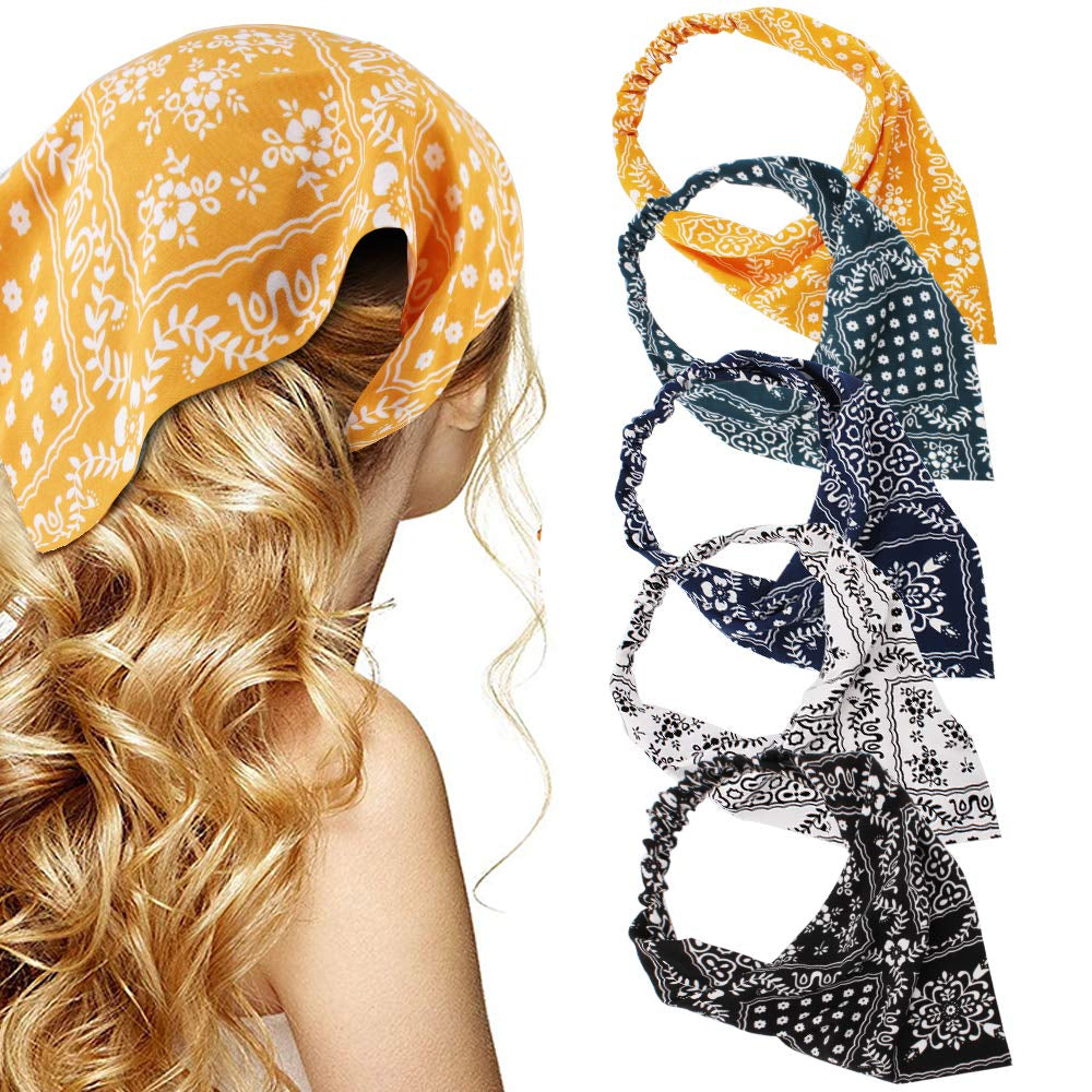 Floral Hair Scarf Headband - TOBATOBA 5 Pcs Hair Bandanas for Women Bandana Headband Chiffon Boho Headbands for Women Elastic Head Bandana Floral Bandana Headbands for Women Girls Hair Accessories Apparel & Accessories > Clothing Accessories > Bandanas & Headties TOBATOBA Fashion Floral Patterns  