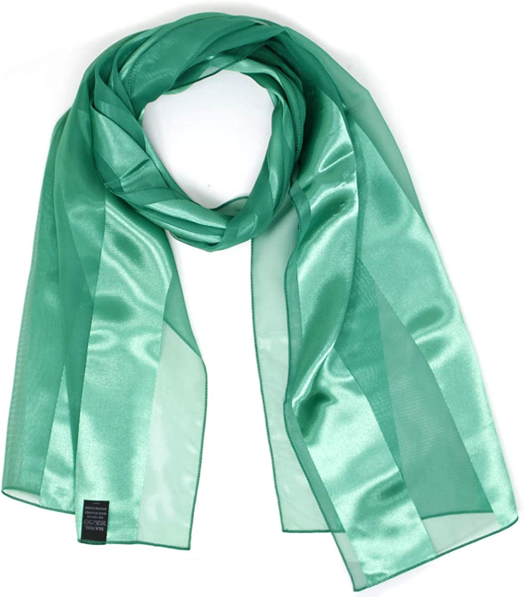 Scarfs for Women Lightweight Soft Silky Scarves 60" Long Satin Chiffon Stripe Neckerchief Gold Red Pink Black More Apparel & Accessories > Clothing Accessories > Scarves & Shawls SERENITA Green 1  