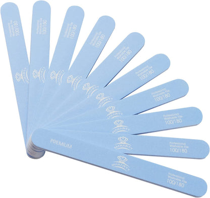 Makartt Nail File 100 180 Grit Emery Boards for Nails 10Pcs Nail Files Professional Washable Doubled Sides Nail File Kit for Manicure Pedicure Natural Acrylic Nails Coarse Nail File for DIY Salon Use Health & Beauty > Personal Care > Cosmetics > Cosmetic Tools > Nail Tools Makartt blue-100/180Grit  