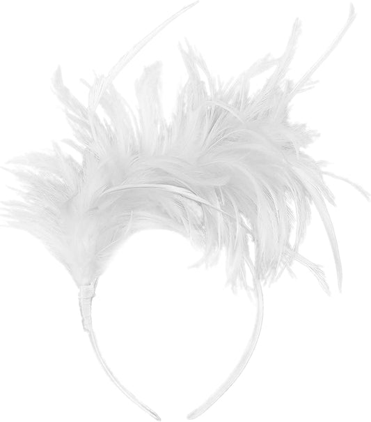 DRESHOW 1920S Fascinator Feather Headband for Women Cocktail Tea Party Headwear Flapper Gatsby Headpiece Apparel & Accessories > Clothing Accessories > Headwear DRESHOW   