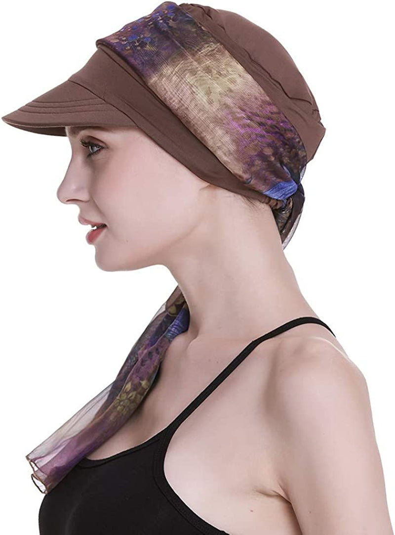 Newsboy Cap for Women Chemo Headwear with Scarfs Gifts Hair Loss Available All Year Apparel & Accessories > Clothing Accessories > Bandanas & Headties FocusCare   